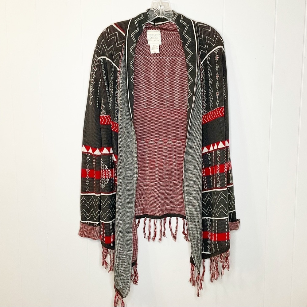Billabong Long Vibrant Southwestern Sweater With Fringe Size Small